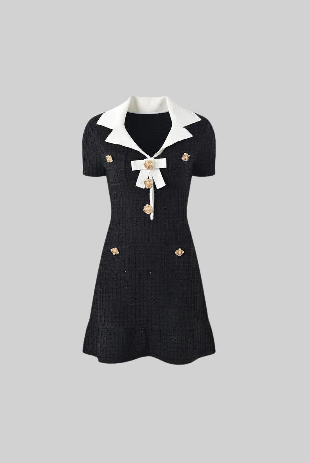 Victoire™ | Mini-vestido adornado mangas cortas negro