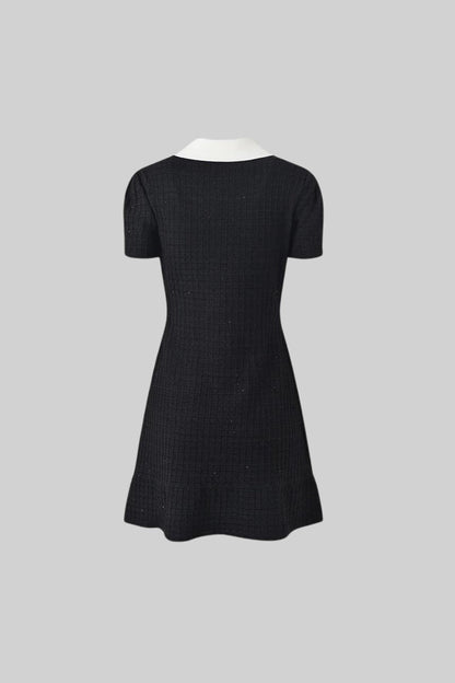 Victoire™ | Mini-vestido adornado mangas cortas negro