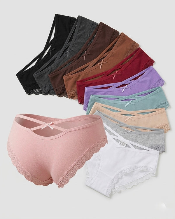 Aurore™ | women's underwear threaded cotton underwear cute bow low waist bikini lace panti