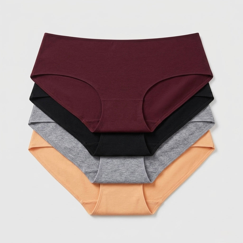 Béatrice™ | Pack 4 bragas de algodón cintura alta