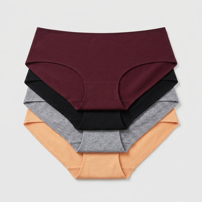 Béatrice™ | Pack 4 bragas de algodón cintura alta