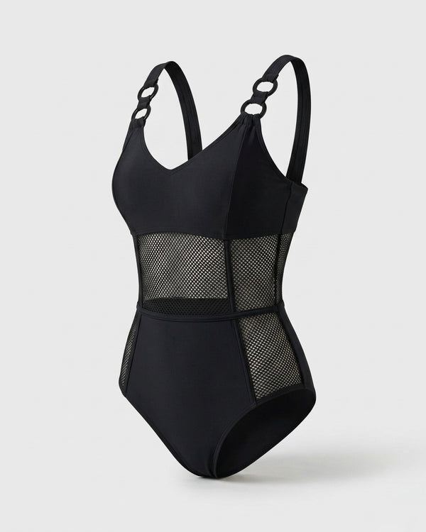 Capucine™ | fashion sexy see-through malla spliced stretch una pieza bañador