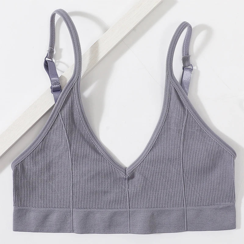 Ophélie™ | Bralette acanalado cuello en V