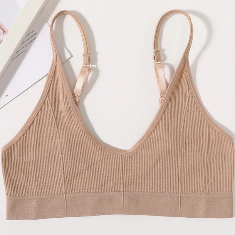 Ophélie™ | Bralette acanalado cuello en V
