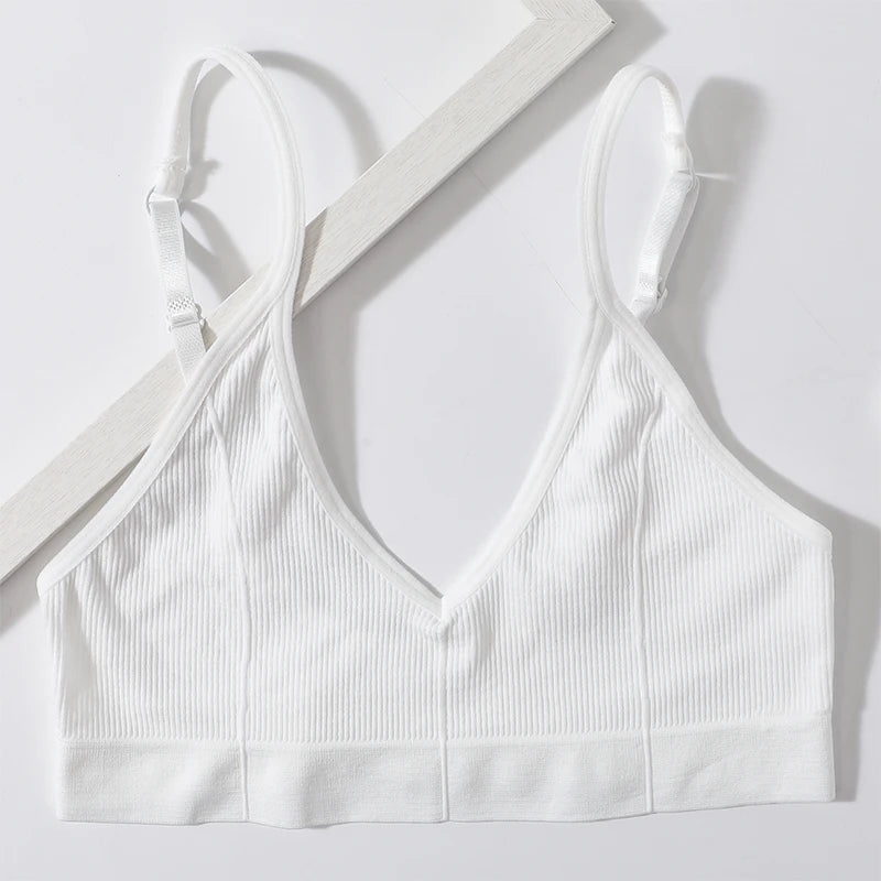 Ophélie™ | Bralette acanalado cuello en V