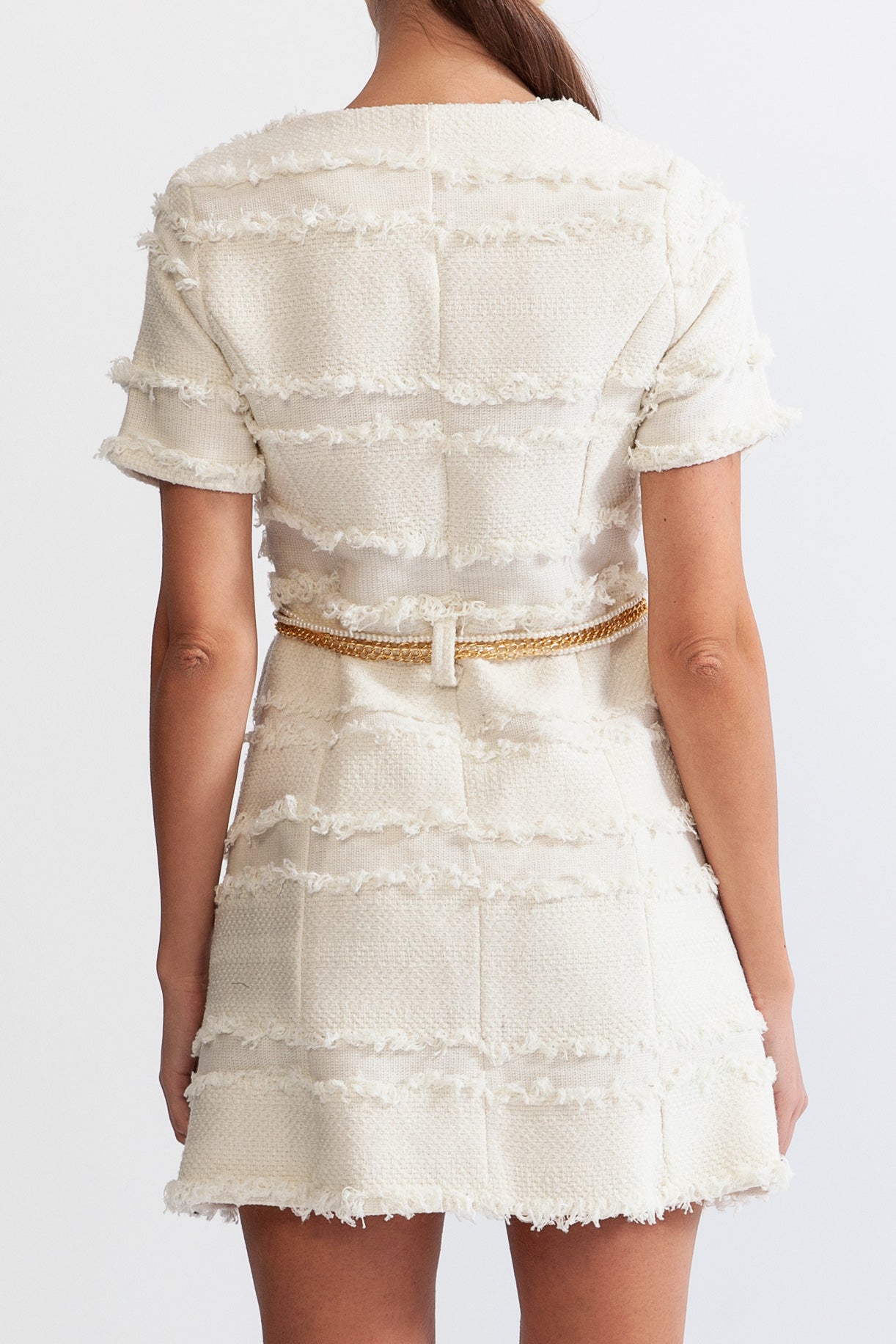 Aurore™ | Vestido tweed perlas beige