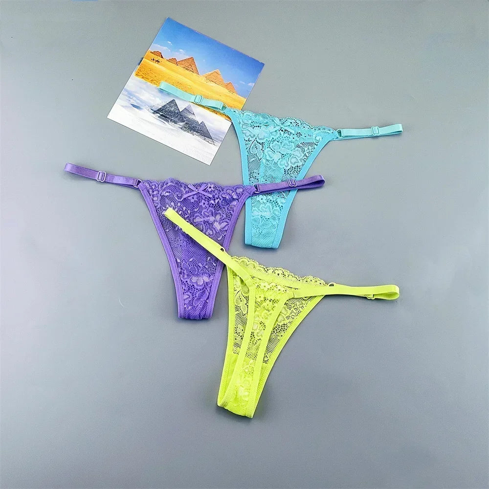 Adèle™ | Pack 3 tangas de encaje transparente