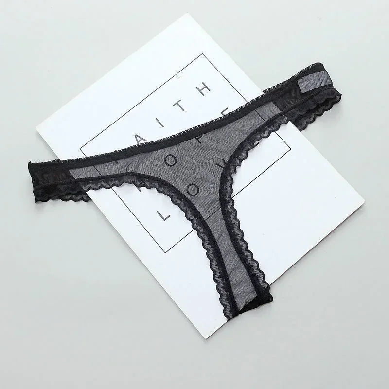 Manon™ | Tanga de encaje transparente con malla