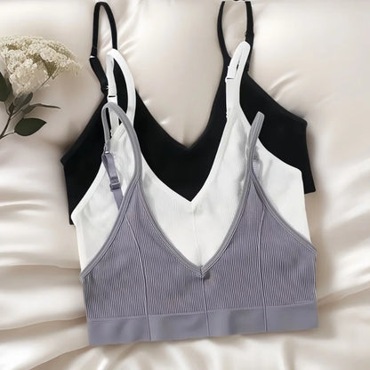 Ophélie™ | Bralette acanalado cuello en V