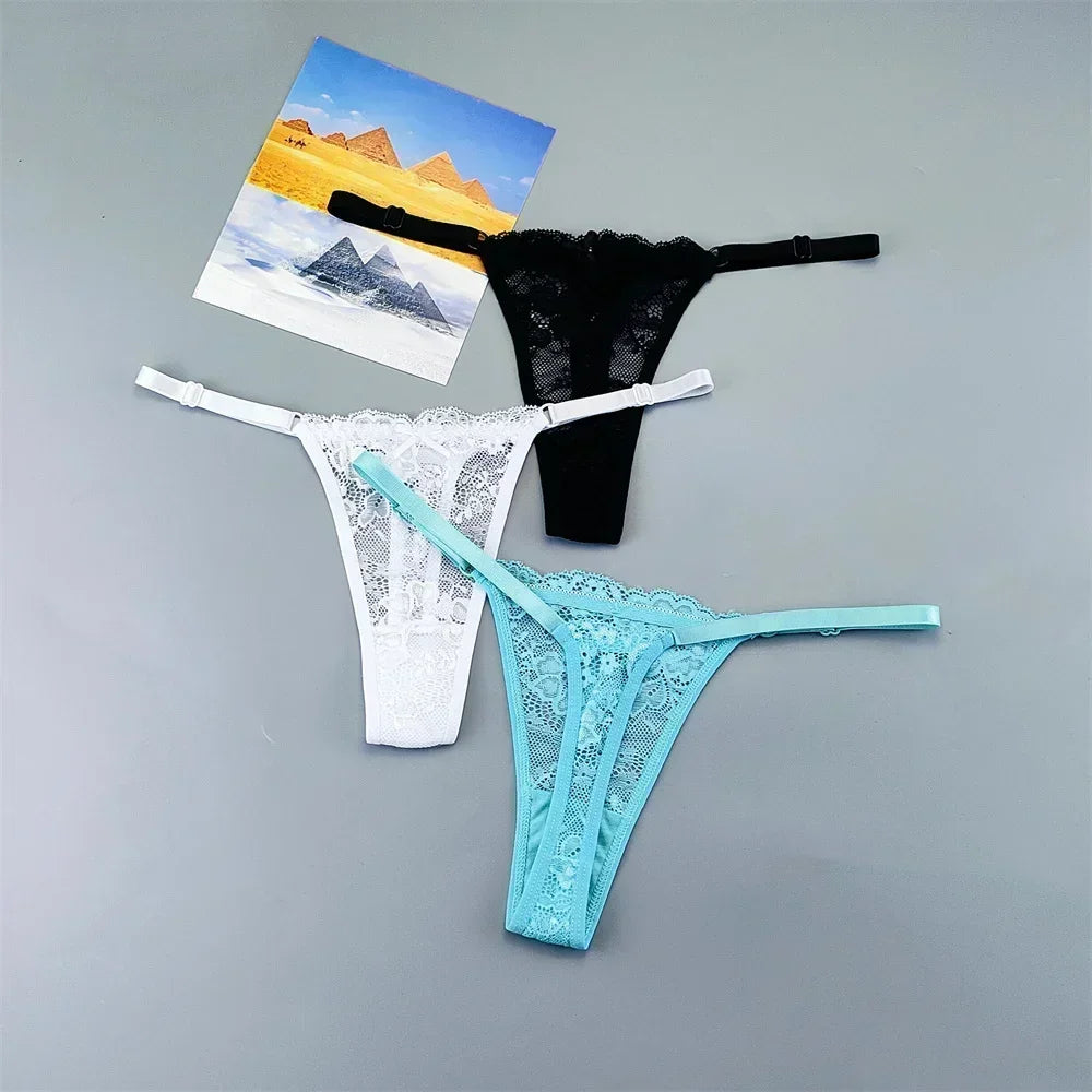Adèle™ | Pack 3 tangas de encaje transparente