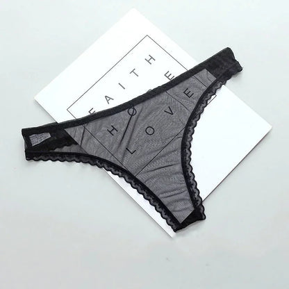 Manon™ | Tanga de encaje transparente con malla