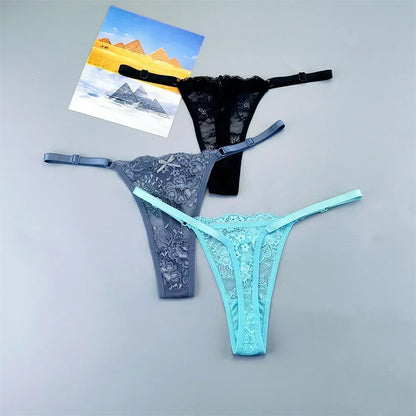 Adèle™ | Pack 3 tangas de encaje transparente