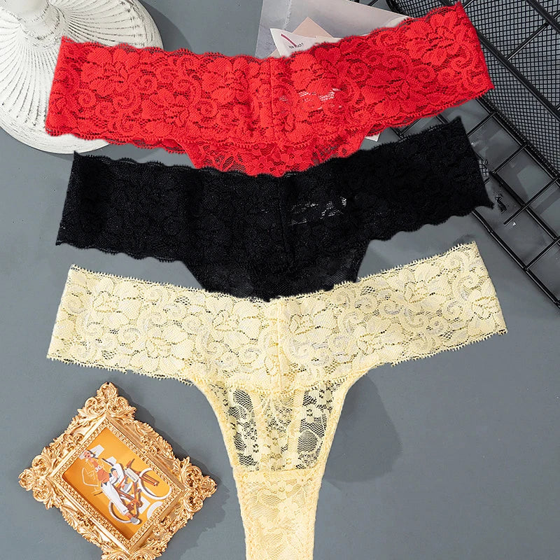 Pauline™ | Pack 3 tangas de encaje floral