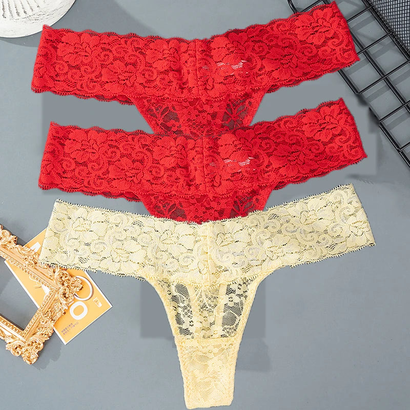 Pauline™ | Pack 3 tangas de encaje floral