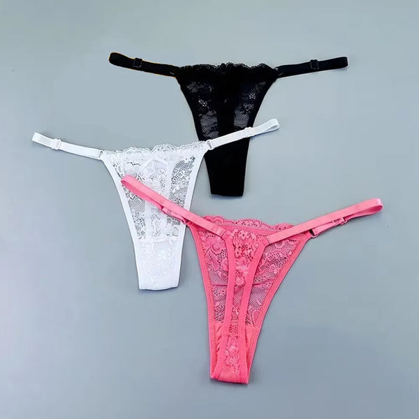 Adèle™ | Pack 3 tangas de encaje transparente