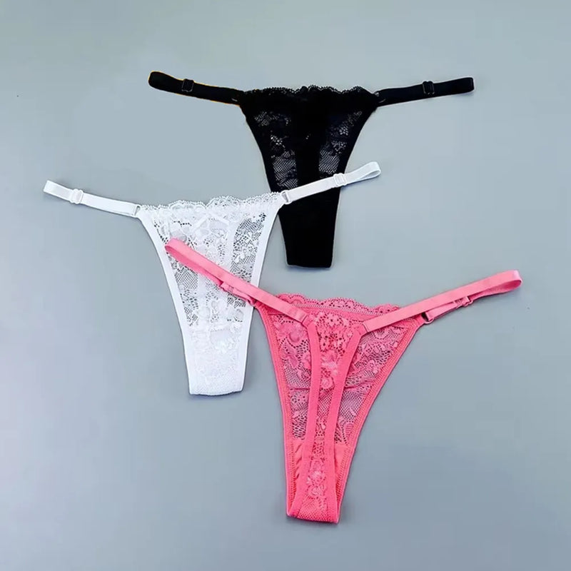 Adèle™ | Pack 3 tangas de encaje transparente