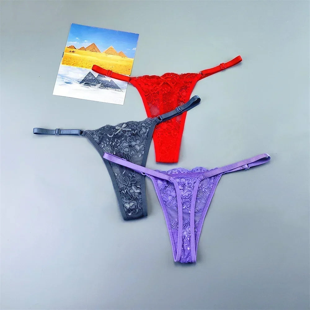 Adèle™ | Pack 3 tangas de encaje transparente