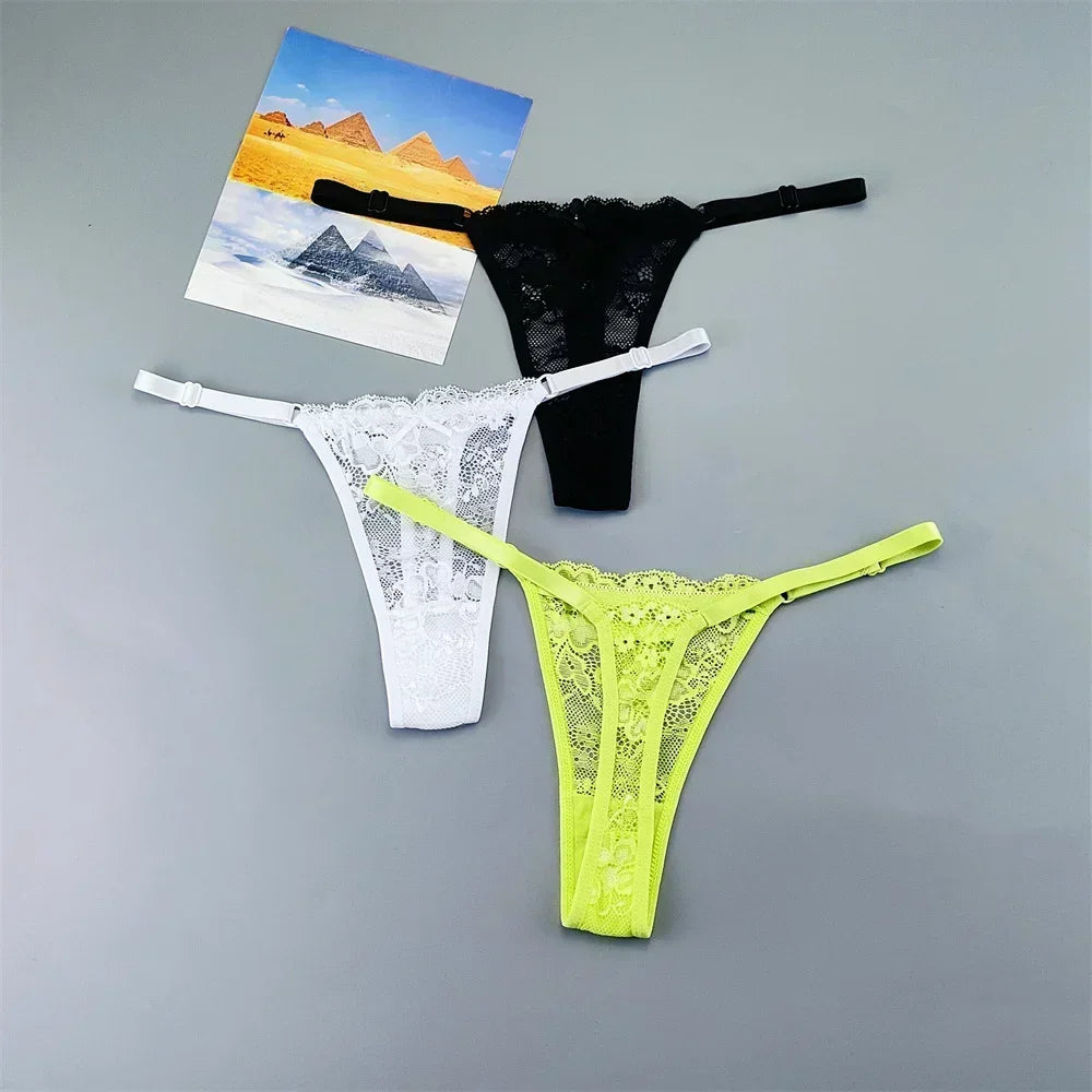 Adèle™ | Pack 3 tangas de encaje transparente