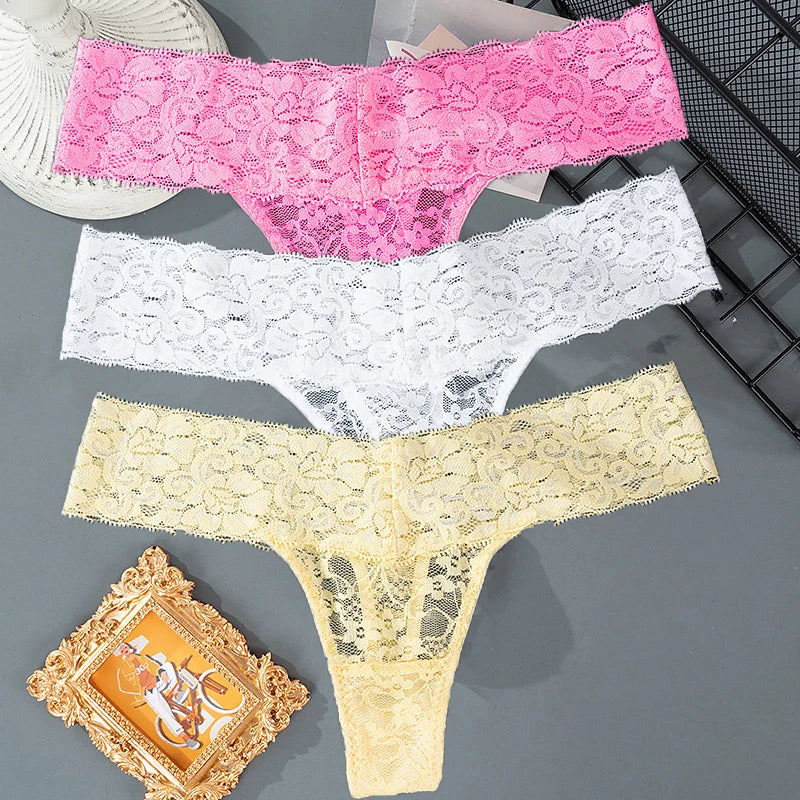 Pauline™ | Pack 3 tangas de encaje floral