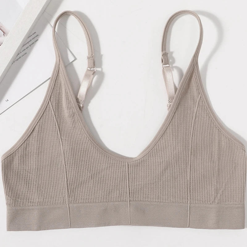 Ophélie™ | Bralette acanalado cuello en V