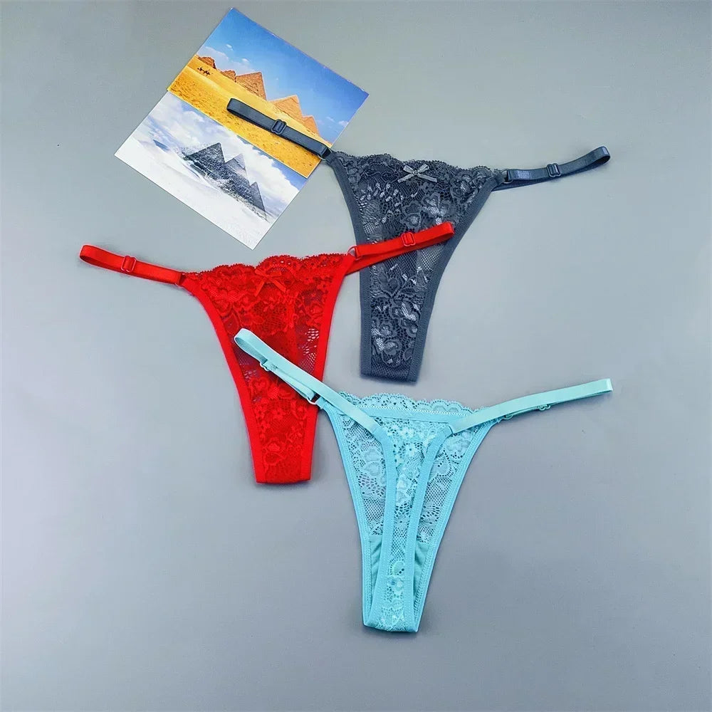 Adèle™ | Pack 3 tangas de encaje transparente