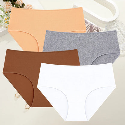 Béatrice™ | Pack 4 bragas de algodón cintura alta