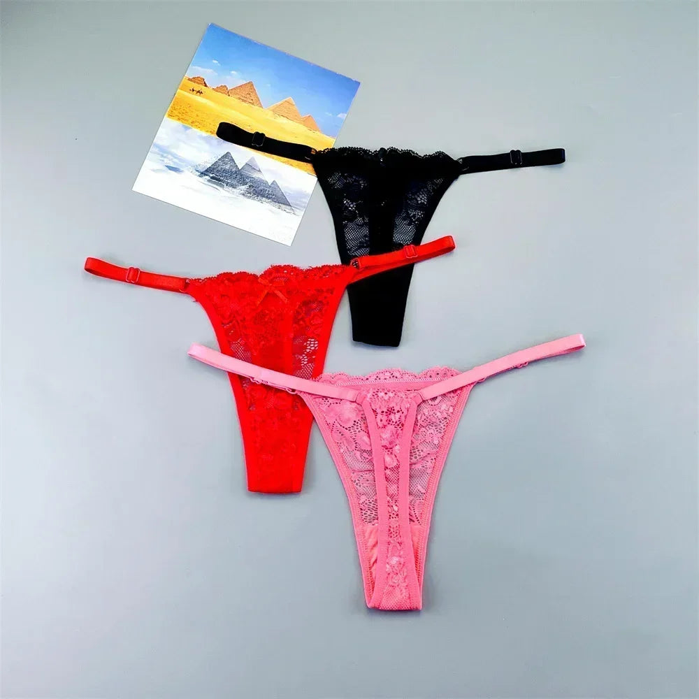 Adèle™ | Pack 3 tangas de encaje transparente