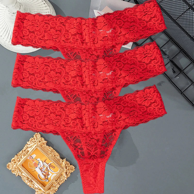 Pauline™ | Pack 3 tangas de encaje floral