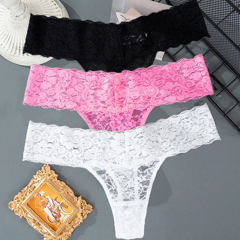 Pauline™ | Pack 3 tangas de encaje floral