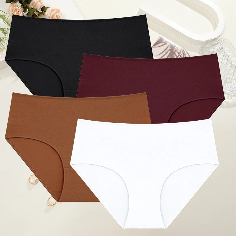 Béatrice™ | Pack 4 bragas de algodón cintura alta