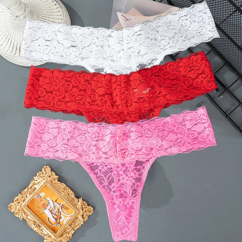 Pauline™ | Pack 3 tangas de encaje floral