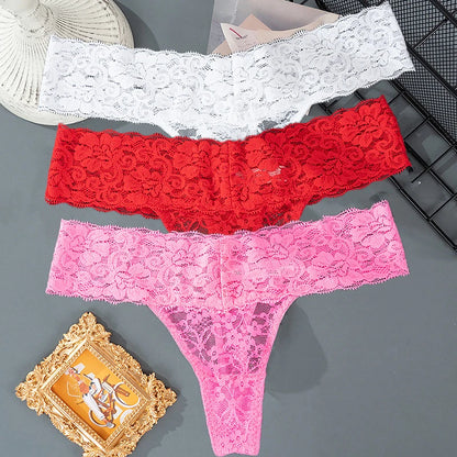 Pauline™ | Pack 3 tangas de encaje floral