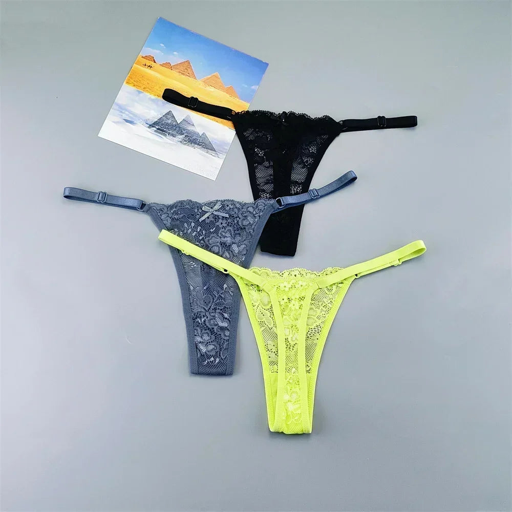 Adèle™ | Pack 3 tangas de encaje transparente