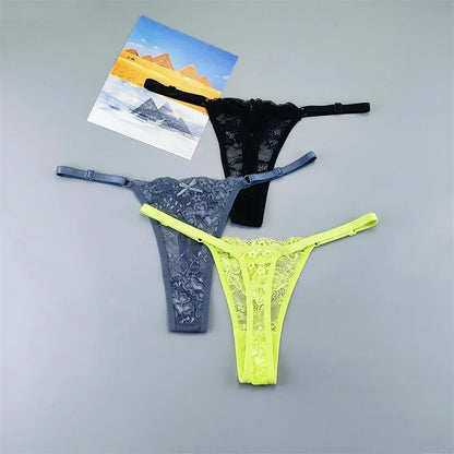 Adèle™ | Pack 3 tangas de encaje transparente