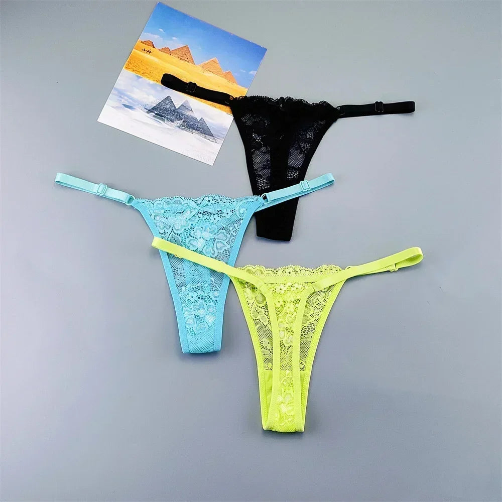 Adèle™ | Pack 3 tangas de encaje transparente
