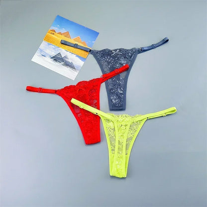 Adèle™ | Pack 3 tangas de encaje transparente