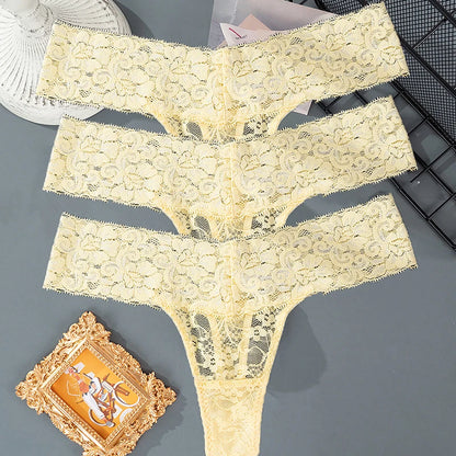 Pauline™ | Pack 3 tangas de encaje floral