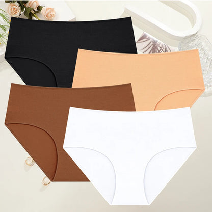 Béatrice™ | Pack 4 bragas de algodón cintura alta