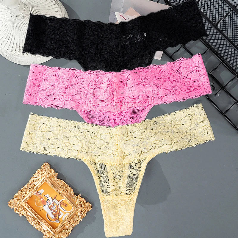 Pauline™ | Pack 3 tangas de encaje floral